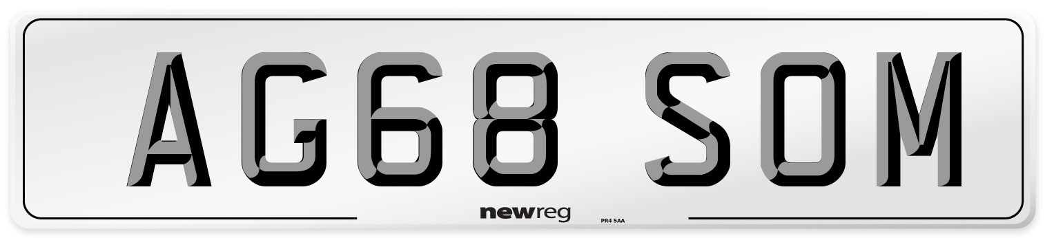 AG68 SOM Number Plate from New Reg